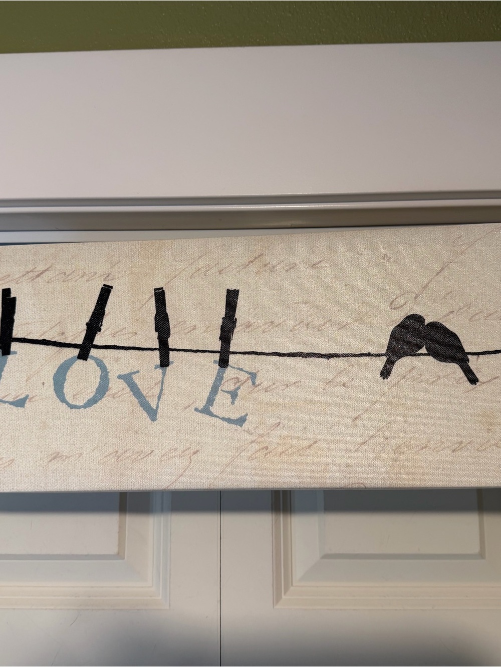 LOVE Birds Canvas Wall Art in Black and Light Blue